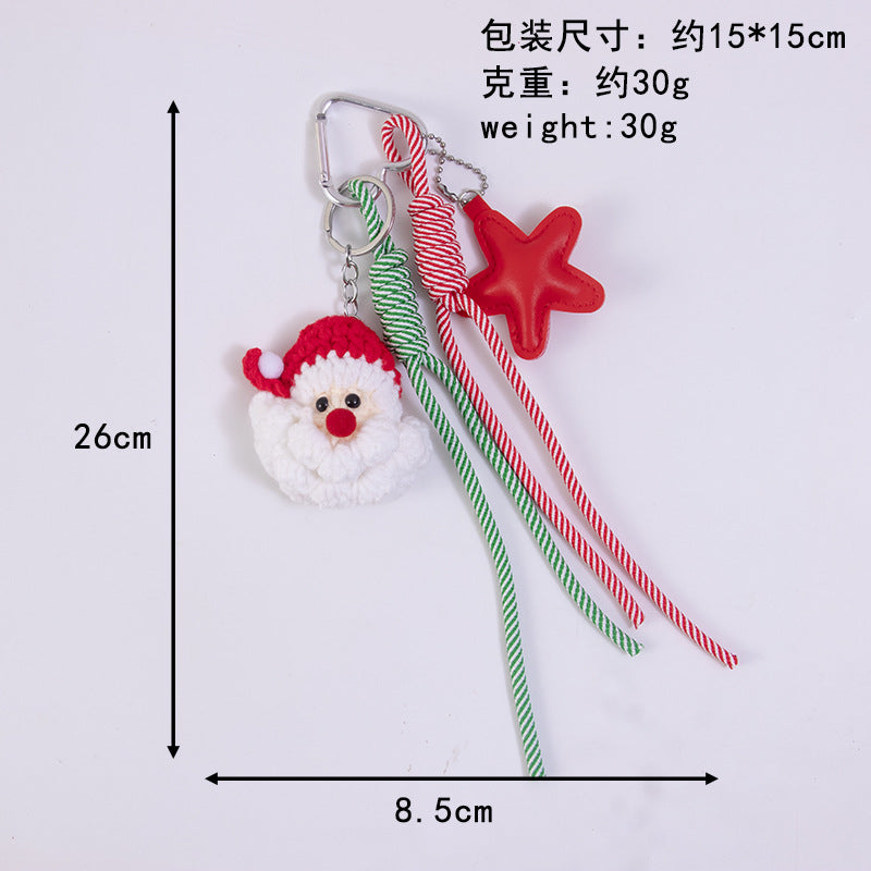 Wholesale Christmas wool pendant DIY five-pointed star keychain
